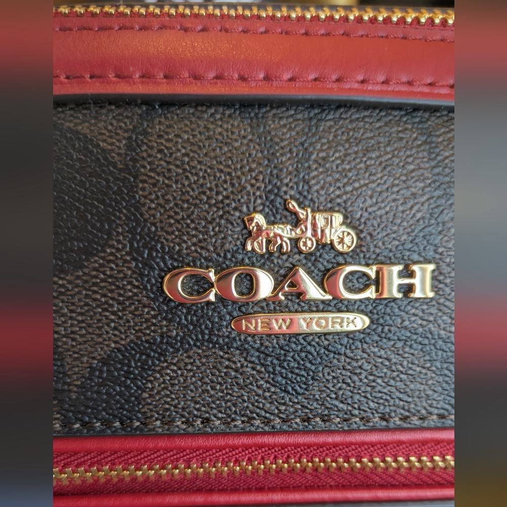 Coach Rowan Satchel Red and Brown Leather Crossbody Bag